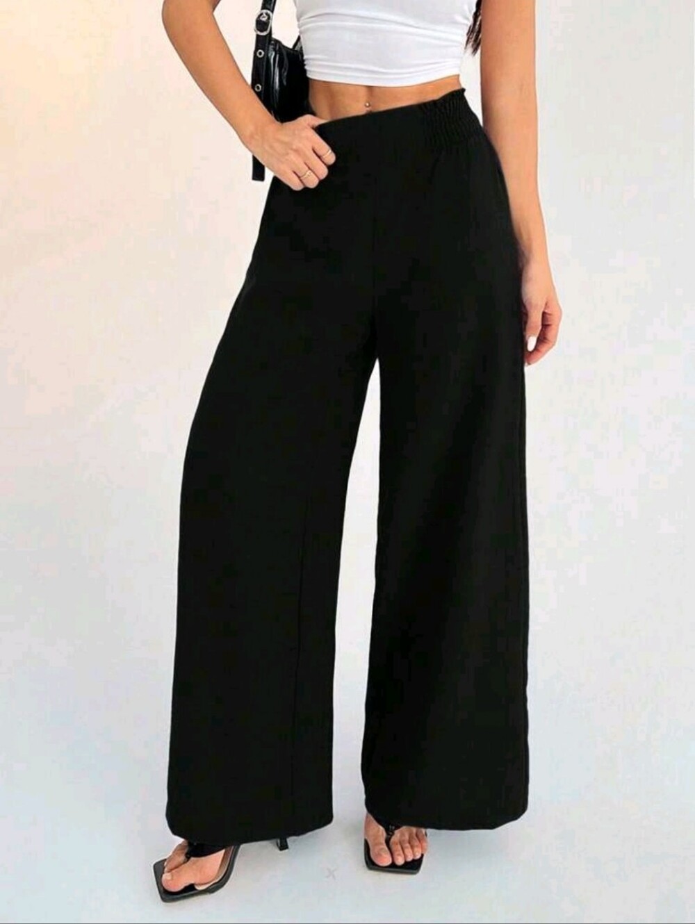 3 For $15🎊 SHEIN Black Wide-Leg Elastic-Waist Pants